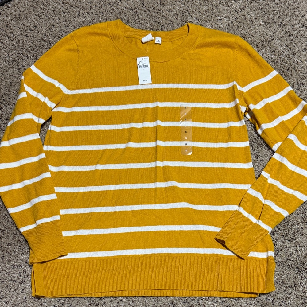 GAP Mustard Yellow Striped Women's Top
